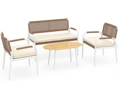 Promotions Lauko baldų komplektas, 112x58x82 cm, balta, PE ratanas