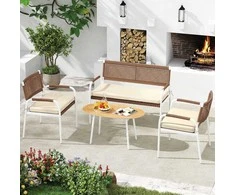 Promotions Lauko baldų komplektas, 112x58x82 cm, balta, PE ratanas