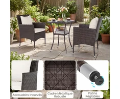 Promotions Lauko baldų komplektas 3 dalių Rotango 57x57x82 cm Baltas PE rotangas