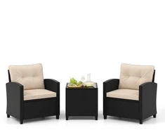 Promotions Lauko baldų komplektas 3 vnt. kėdė 64,8x66x76,2 cm kavos staliukas 50,8x50,8x52,1 cm šviesiai balta