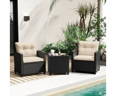 Promotions Lauko baldų komplektas 3 vnt. kėdė 64,8x66x76,2 cm kavos staliukas 50,8x50,8x52,1 cm šviesiai balta