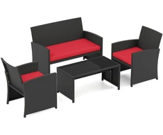 Promotions Lauko baldų komplektas 35x45.7x78.7 cm Raudonas rotangas
