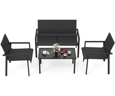 Promotions Lauko baldų komplektas, 67,3x116,8x83,8 cm dvivietė sofa, 67,3x63,5x83,8 cm kėdė, 90,2x50,8x44,5 cm kavos staliukas, ruda