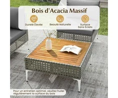 Promotions Lauko Baldų Komplektas, 7 dalių Kampinė sofa su pagalvėlėmis ir kavos staliuku, Pilka, Akacijos mediena