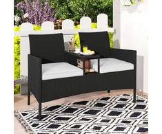 Lauko baldų komplektas Promotions Sodo dvivietė su integruotu staliuku, 126x62x84 cm, juoda, pilka