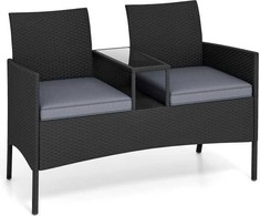 Promotions Sodo dvivietė sofa su integruotu staliuku, 126x62x84 cm, pilka