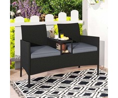 Promotions Sodo dvivietė sofa su integruotu staliuku, 126x62x84 cm, pilka