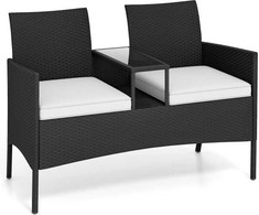 Lauko baldų komplektas Promotions Sodo dvivietė su integruotu staliuku, 126x62x84 cm, juoda, pilka