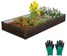 Promotions Lauko metalinė vazonų dėžė, 243.8x121.9x30.5 cm, Ruda Sidabrinė