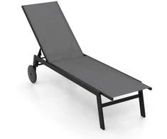 Promotions Lauko poilsio kėdžių komplektas, 190x59x33.5 cm, pilka, reguliuojama atlošo padėtis, metalas