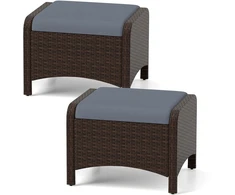 Promotions Lauko ratano pufų taburetės, 2 vnt., 46x54x39,5 cm, pilkos spalvos