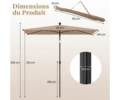 Promotions Lauko skėtis 213x140x245 cm Kavos spalvos