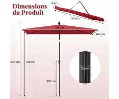 Promotions Lauko skėtis 213x140x245 cm Raudonas poliesterio audinys