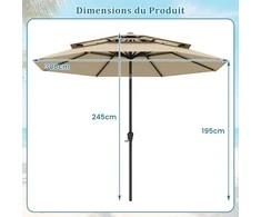 Promotions Lauko skėtis, 300x300x245 cm, Rudas