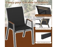 Promotions Lauko sodo kėdžių rinkinys 56x66x88 cm juodas metalinis rėmas