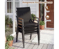 Promotions Lauko sodo kėdžių rinkinys 56x66x88 cm juodas metalinis rėmas