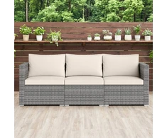 Promotions Lauko sofos komplektas 3 dalių modulinis PE rotangas 67x67x61,5 cm smėlio spalvos