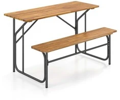 Lauko baldų komplektas Promotions Lauko stalas-suolas, 132x81.3x74.9 cm, juoda, akacijos mediena