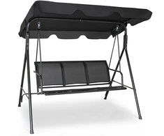Promotions Lauko terasos sūpynės su stogeliu, 170,2x110x153 cm, juoda ruda