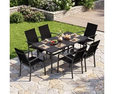 Promotions Lauko valgomojo stalas 160x83.8x73.7 cm Juodas metalas