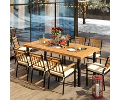 Promotions Lauko valgomojo stalas 200x100x75 cm natūralaus/juodo akacijos medienos stalviršis
