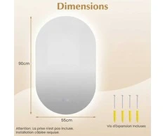 Promotions LED sieninis veidrodis, 90x55 cm, sidabrinis