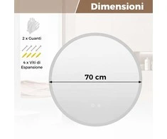 Promotions LED veidrodis voniai, 70x3 cm, sidabrinis, grūdintas stiklas