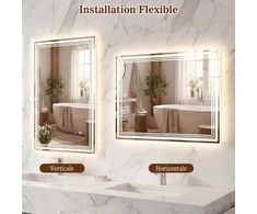 Promotions LED veidrodis voniai, 70x50x3 cm, sidabrinis, grūdintas stiklas