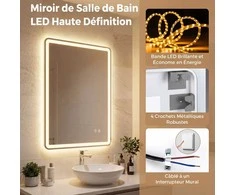 Promotions LED veidrodis voniai, 80x60x3 cm, sidabrinis, grūdintas stiklas