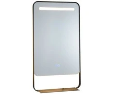 Promotions LED veidrodis voniai, 80x60x3.5 cm, auksinis, aliuminio rėmas su lentyna