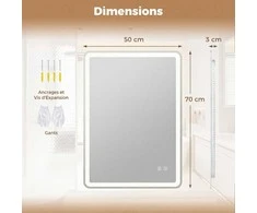Promotions LED vonios veidrodis, 70x50x3 cm, sidabrinis, grūdintas stiklas