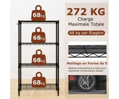 Promotions Lentyna, 4 lygių reguliuojama metalinė konstrukcija, 59x34x108 cm, juoda