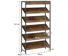 Promotions Lentyna, 6 pakopų pastatoma lentyna, 90x30x161 cm, ruda, metalinis rėmas