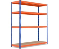 Promotions Lentynų stelažas, 4 pakopų reguliuojamos metalinės lentynos, 181x61x203 cm, oranžinė, didelės apkrovos sandėliavimas
