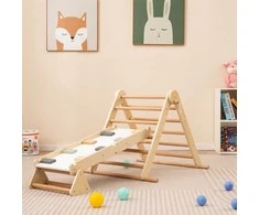 Promotions Laipiojimo rinkinys, 3-in-1 Pikler trikampis su dviem šonais nusileidimo kalneliu, 115x69x60 cm, natūralus