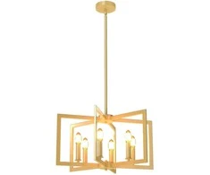 Promotions Liustra, 6 lempučių pakabinamas šviestuvas, 54x54x67-157 cm, auksinė, metalas