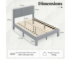 Lova Promotions Lovos rėmas, 211x141x109 cm, Pilkas