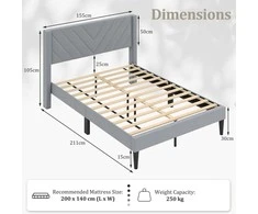 Lova Promotions Lovos rėmas, 211x155x105 cm, Pilka
