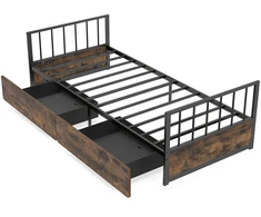Promotions Lovos rėmas 204x92x60 cm Rudas Metalas Su Saugykla