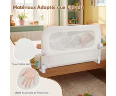 Promotions Lovos turėklas 80x30x60 cm Baltas Sulankstomas Reguliuojamas Apsauginis Sargas