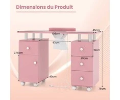 Promotions Manikiūro stalas 108x45x77 cm rožinis, elektrinis dulkių surinkėjas
