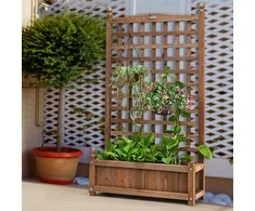 Promotions Medinis gėlių vazonas su grotelėmis, 65x28x120 cm, rudas