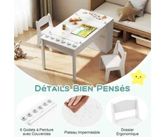 Promotions Meno stalas ir kėdžių komplektas, 109x60x55 cm, balta, reguliuojamas