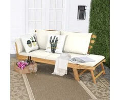 Promotions Miegamoji sofa, 198x75x75 cm, balta, akacijos mediena