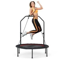 Promotions Sulankstoma mini batutas su reguliuojama putų rankena ir pasipriešinimo juostomis, 101x101x105-129 cm, mėlynas