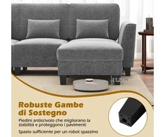 Promotions Modulinė sofa U formos 280x144x84 cm pilka, šenilio audinys