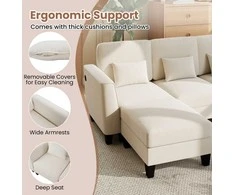 Promotions Modulinė sofa, U formos kampinė 280x144x84 cm, smėlio spalvos, šenilinė medžiaga