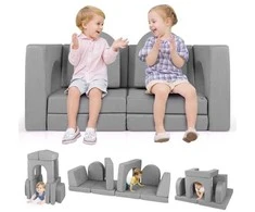 Promotions Modulinė vaikiška sofa žaidimams, 142,5x72,5x60,5 cm, pilka