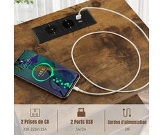 Promotions Naktiniai staliukai 2 vnt. su įkrovimo stotele 38x30x60 cm, kaimiško rudos spalvos