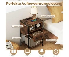 Promotions Naktinis staliukas 39,4x31,8x64,8 cm rudas su laikymo vieta